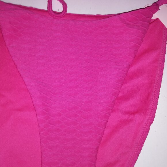 Victoria Secret Swim Bikini Top & Bottom Pink Textured Convertible String Remova - Picture 14 of 16